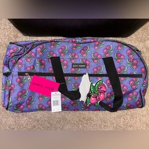 Betsey Johnson Weekender Carry On Luggage with Wheels- Cherry Pie